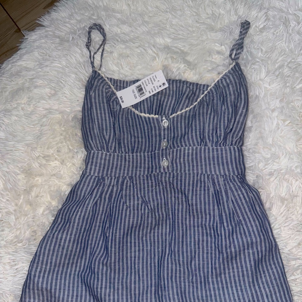 Brandy Melville Blue and White Striped Tank Top